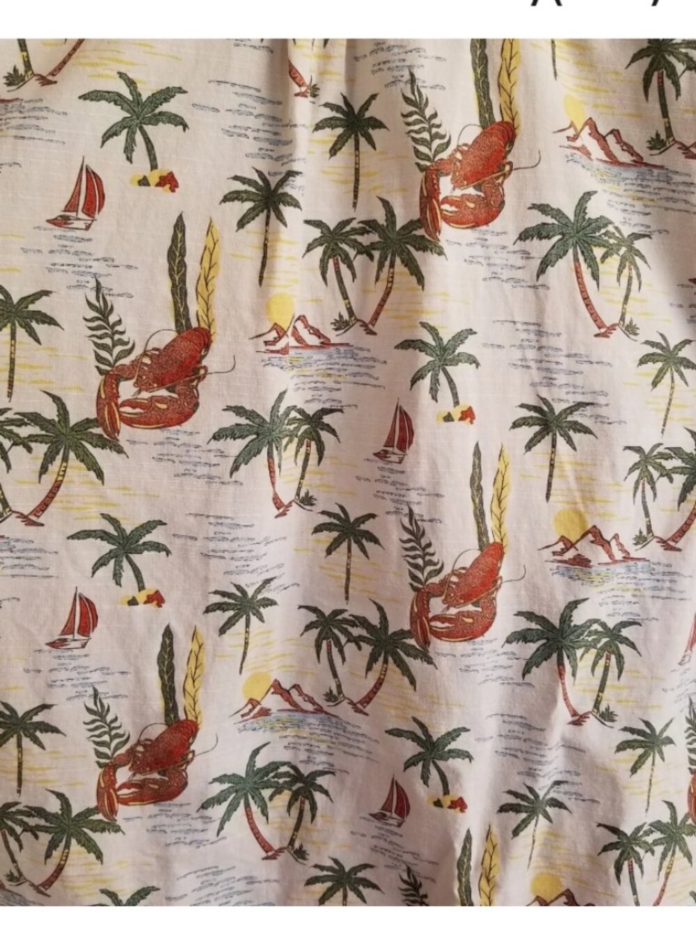 Short Sleeve Button Up Shirt Mens XL Lobster Palm Tree Print Cotton Vacation - Picture 2 of 8